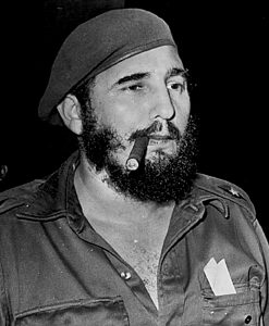 Fidel Castro smoking a cigar