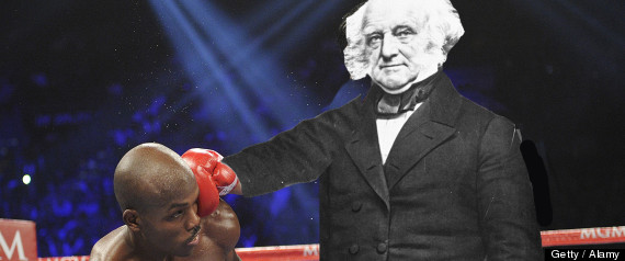 Martin Van Buren punching out a boxer (photoshop obviously)