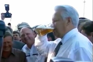 Boris Yeltsin chugging a brewski
