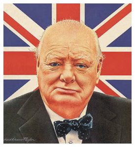 Winston Churchill and UK flag