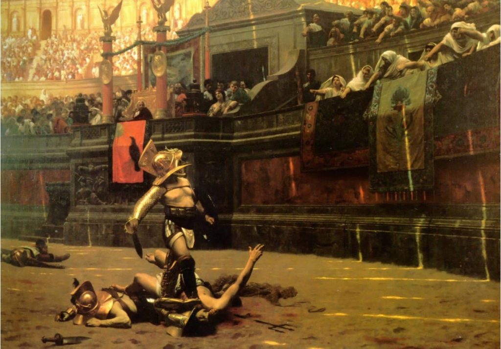 Famous painting of a triumphant gladiator